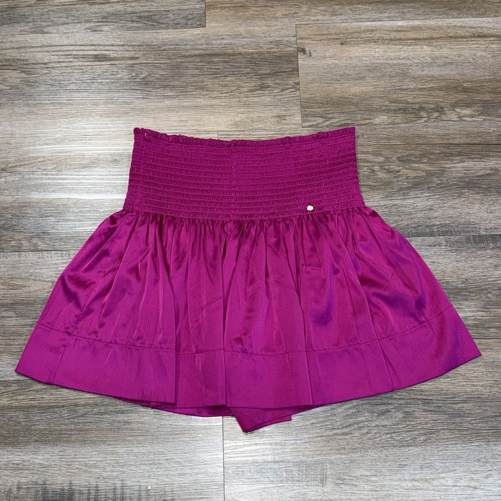 Natural Life Vibrant Satin Magenta Daisy Skort Womens Medium Mocked High Waist